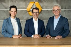 Portrait of the three interviewees Sabrina Kensy, Divisional Board Member Mittelstandsbank Central/East, Dr Stefan Otto, Divisional Board Member Mittelstandsbank North/West, and Robert Schindler, Divisional Board Member Mittelstandsbank South