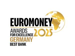 The figure shows the Euromoney Award called Germany's Best Bank for 2025.