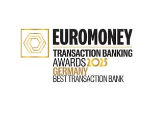 The figure shows the Euromoney Transaction Banking Award 2025 - Germany Best Transaction Bank