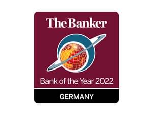Figure shows the award The Banker - Beste Bank in Germany 2022