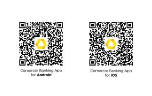 The figure shows the QR codes for Android and Apple iOS app