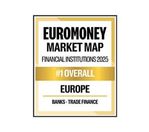The figure shows the awardlogo Euromoney FI Survey 2025 - No. 1 Overall in Europe