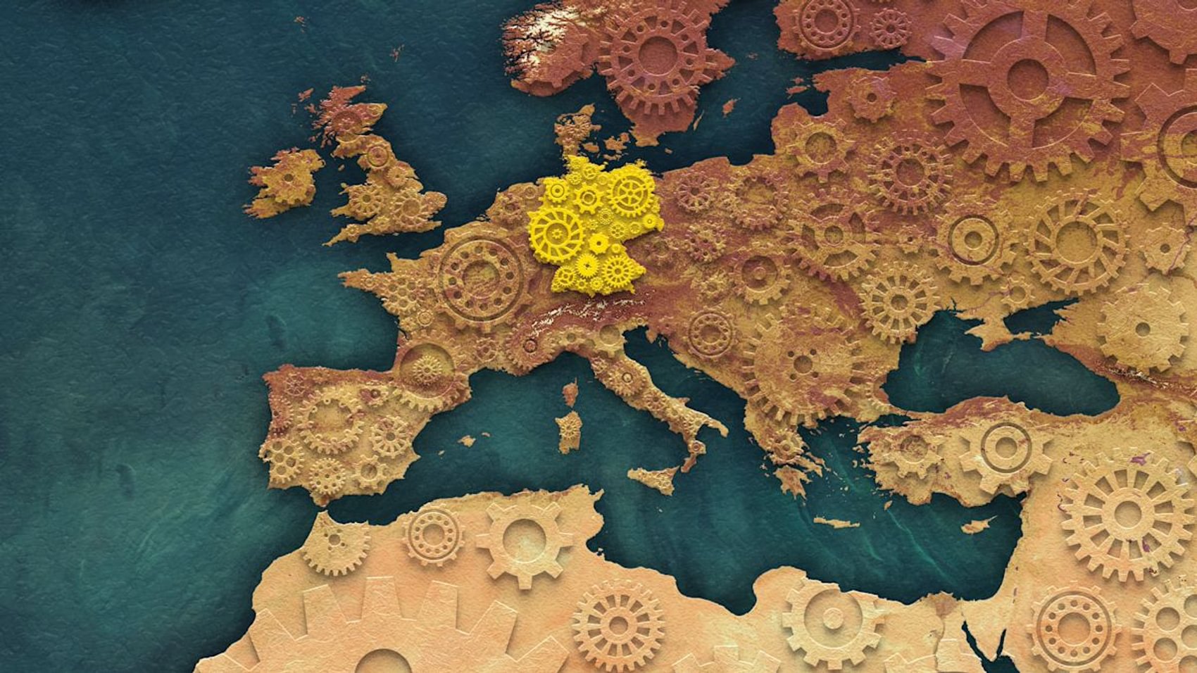 Picture shows the European map with a focus on Germany