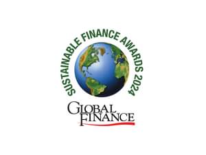 Die Abbildung zeigt den Global Finance Sustainable Finance Award 