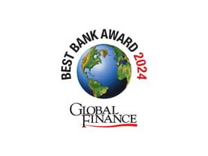 Die Abbildung zeigt den Global Finance Best Bank Award