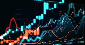 Diagramm mit Börsendaten mit Linien und Dynamik