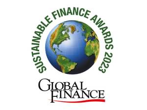 Figure shows the award Global Finance - Sustainable Finance Awards 2023