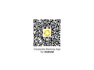 Die Abbildung zeigt den QR Code zum Download der Corporate Banking App für Android