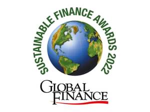 Figure shows the award Global Finance - Sustainable Finance Awards 2022