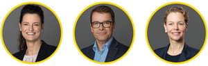 Portrait der drei Interviewpartner Bereichsvorständin und Bereichsvorstand, MSB Mitte/Ost, MSB Nord/West und MSB Süd