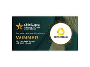 Die Abbildung zeigt den Global Capital’s Best Arranger of Mid-cap Loans Award 