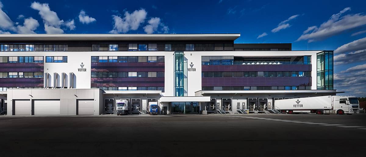 The image shows the company headquarters/company building of Vetter Pharma